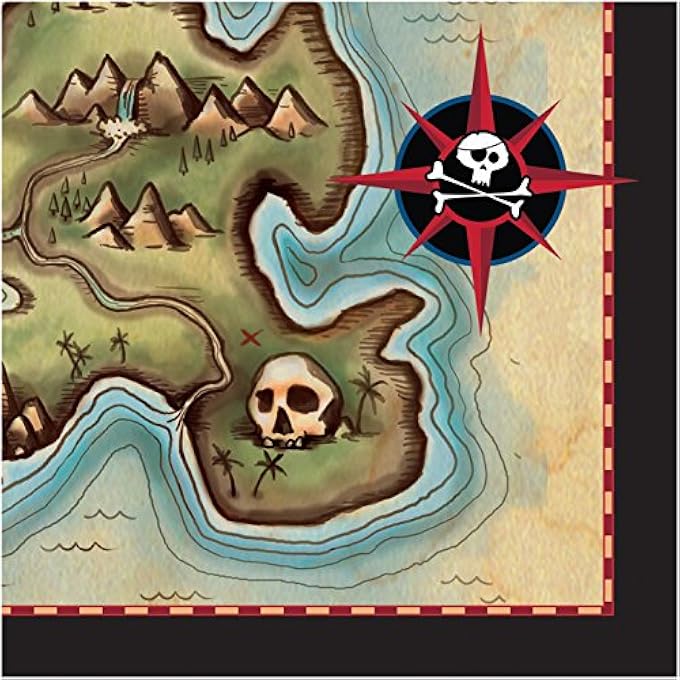 PIRATES MAP BEVERAGE NAPKINS 16-PIECE - Image 1